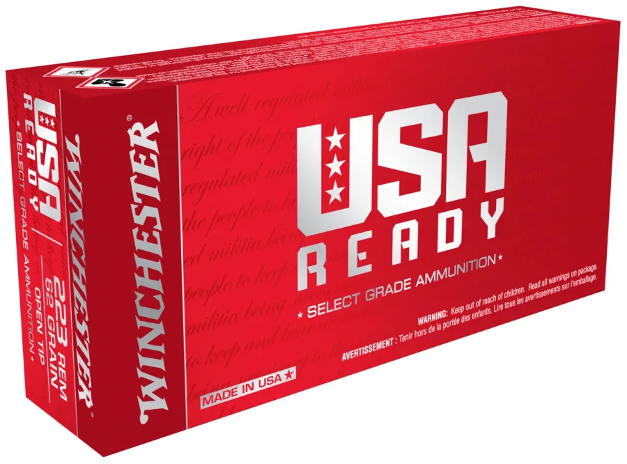 Winchester Ammo RED223 USA Ready  223Rem 62gr Open Tip Range 20 Per Box/10 Case