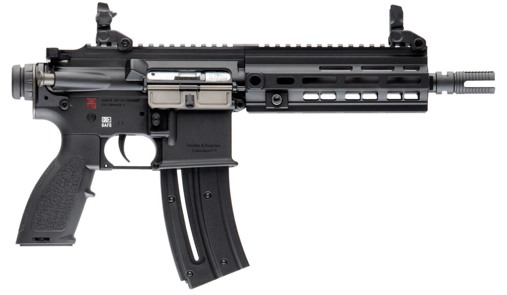 HK 81000404 416  22 LR 10+1 8.50" Black Steel Threaded Barrel, Black Aluminum Receiver w/M-LOK & Picatinny Rail, Black Polymer Grip w/Storage Compartment