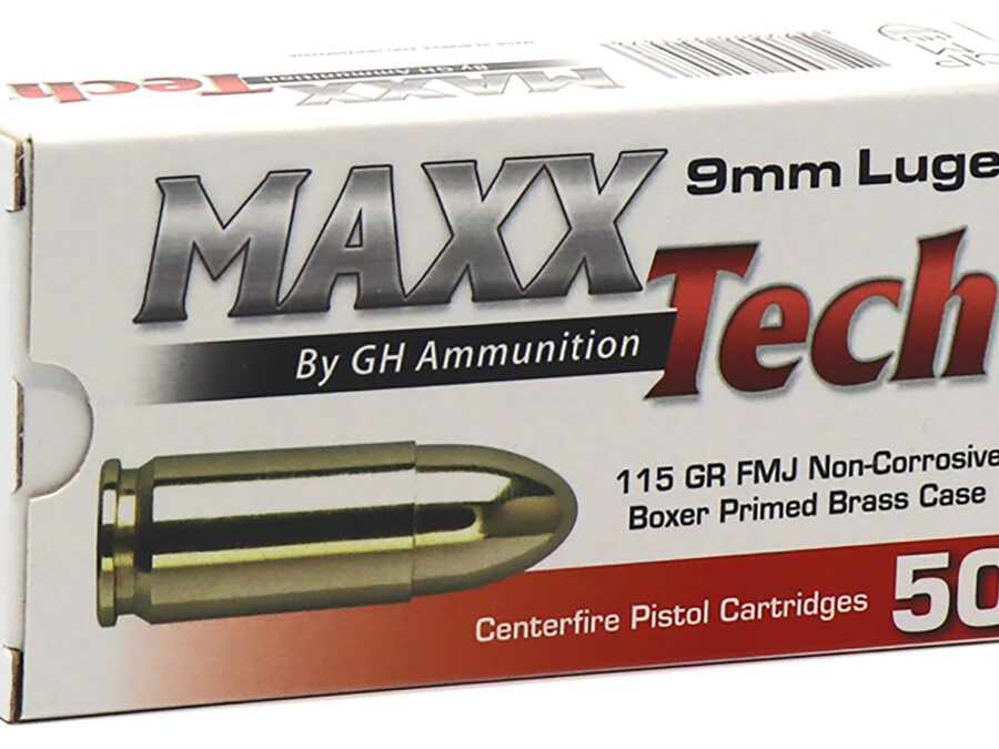MaxxTech PTGB9MMB Brass Pistol  9mmLuger 115gr Full Metal Jacket 50 Per Box/10 Case