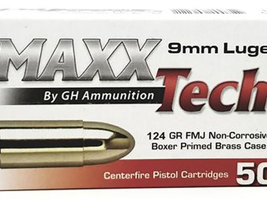 MaxxTech PTGB912B Brass Pistol  9mmLuger 124gr Full Metal Jacket 50 Per Box/10 Case