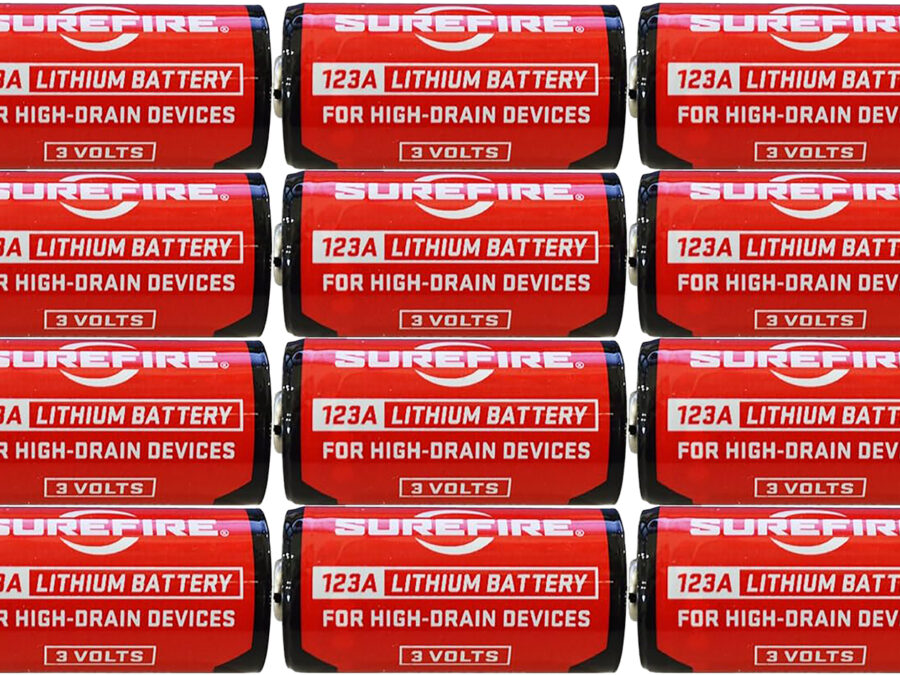 SureFire SF12ABBCS 123A Batteries  Red/Black 3.0 Volts 1,550 mAh (12) Single Package Clamshell