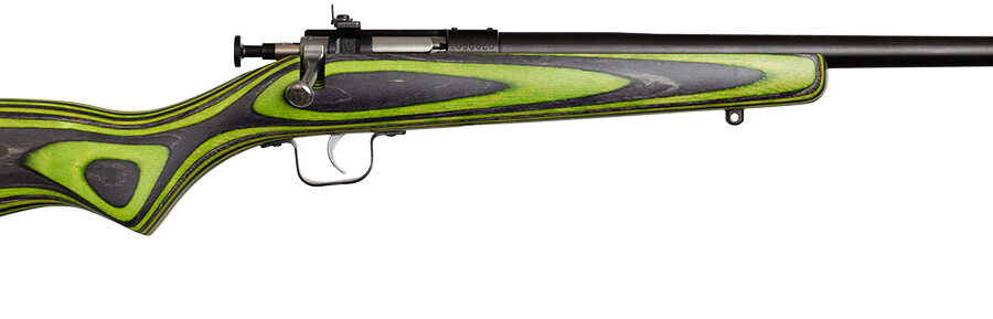Crickett KSA2231 Youth  22 LR 1rd 16.12" Blued Barrel & Receiver, Fixed Front/Adjustable Rear Peep Sights, Green/Black Laminate Stock w/11.5" LOP, Rebounding Firing Pin Safety
