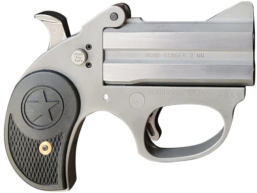 Bond Arms BASRS Stinger  38 Special 2rd 3" Rough Series Stainless Steel Double Barrel & Frame, Rebounding Hammer, Black Rubber Grips, Manual Safety