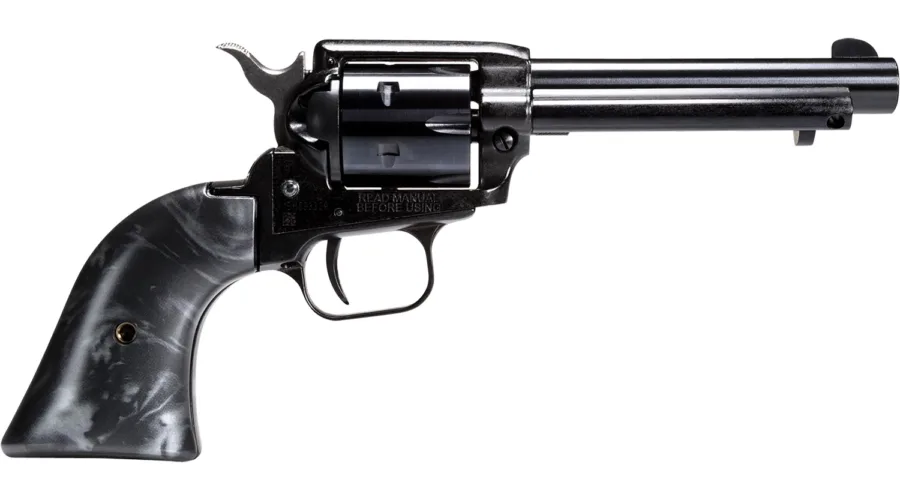 Heritage Mfg RR22B4BP Rough Rider 22 LR 6 Shot, 4.75" Black Oxide Steel Barrel, Black Oxide Zinc Alloy Frame, Black Oxide Cylinder, Black Pearl Grip, Manual Safety, Exposed Hammer