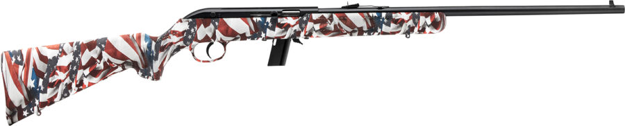 Savage Arms 40222 64 F Full Size 22 LR 10+1 21" Matte Black Carbon Steel Barrel, Grooved Receiver, American Flag Fixed Synthetic Stock