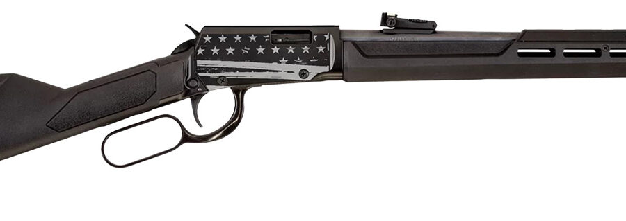 Rossi RL22181SYEN21 Rio Bravo  22 LR 15+1 18" Black Polished Alloy Steel Barrel, Black w/Engraved US Flag Aluminum Receiver, Black Synthetic Fixed Stock