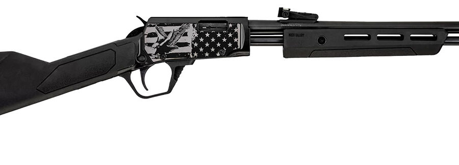 Rossi RP22181SYEN18 RP22  22 LR 15+1 18" Black Polished Alloy Steel Barrel, Black w/Engraved Eagle & US Flag Aluminum Receiver, Black Synthetic Fixed Stock