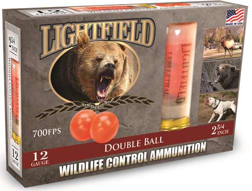LIGHTFIELD WILDLIFE CONTROL AMO 12GA 2.75 IN LESS LETHAL DOUBLE RUBBER BALL 5RD ( 10 BOX CASE )