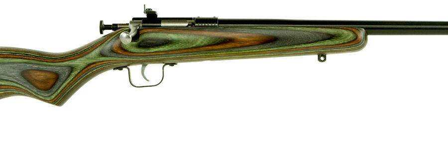 Crickett KSA2252 Youth  22 LR 1rd 16.12" Blued Barrel & Receiver, Fixed Front/Adjustable Rear Peep Sights, Camo Laminate Stock w/11.5" LOP, Rebounding Firing Pin Safety