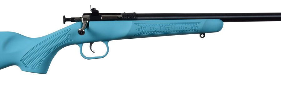 Crickett KSA2302 Youth  22 LR 1rd 16.12" Blued Barrel & Receiver, Fixed Front/Adjustable Rear Peep Sights, Blue Synthetic Stock w/11.5" LOP, Rebounding Firing Pin Safety