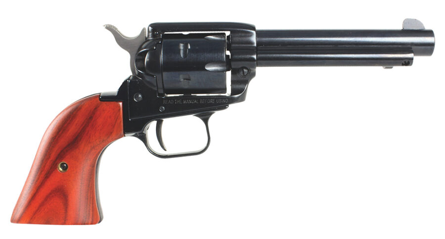 Heritage Mfg RR22B4 Rough Rider  22 LR 6 Shot, 4.75" Black Steel Barrel, Black Zinc Alloy Frame, Black Cylinder Cocobolo Grip, Hammer/Thumb Safety, Exposed Hammer
