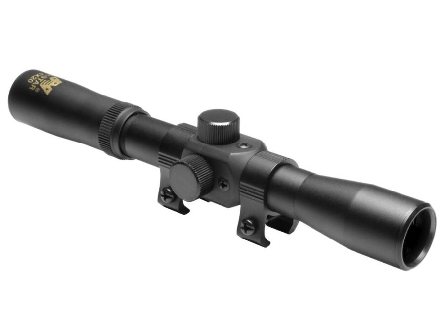 NcStar 4x20mm Compact Air Rifle Scope with 3/8" DT Rings / Blue Lens