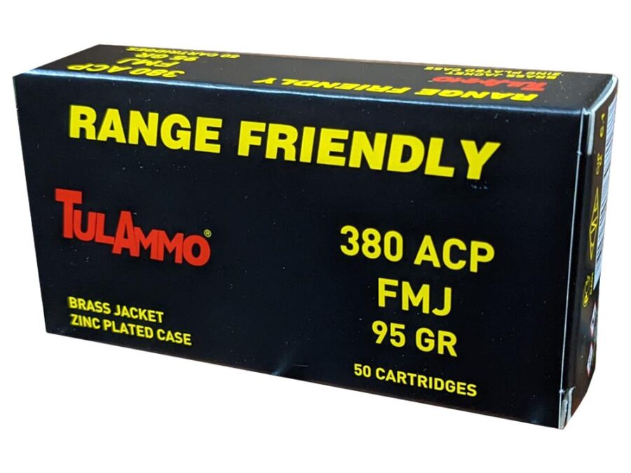 Tula Ammo Zinc Coated Steel Case Handgun Ammunition .380 ACP 95gr Brass Jacketed FMJ 50/ct
