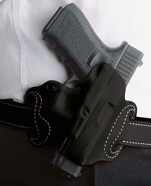 DESANTIS MINI SLIDE HOLSTER - OWB RH LEATHER FN 503 BLACK