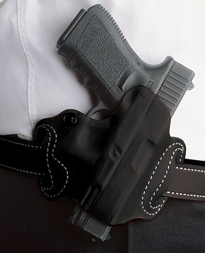 DESANTIS MINI SLIDE HOLSTER - OWB RH LTHR FOR GLOCK 20/21 BL