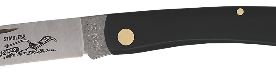 Case 00092 Sod Buster  3.70" Folding Skinner Plain Etched As-Ground Tru-Sharp SS Blade/Smooth Black Synthetic Handle