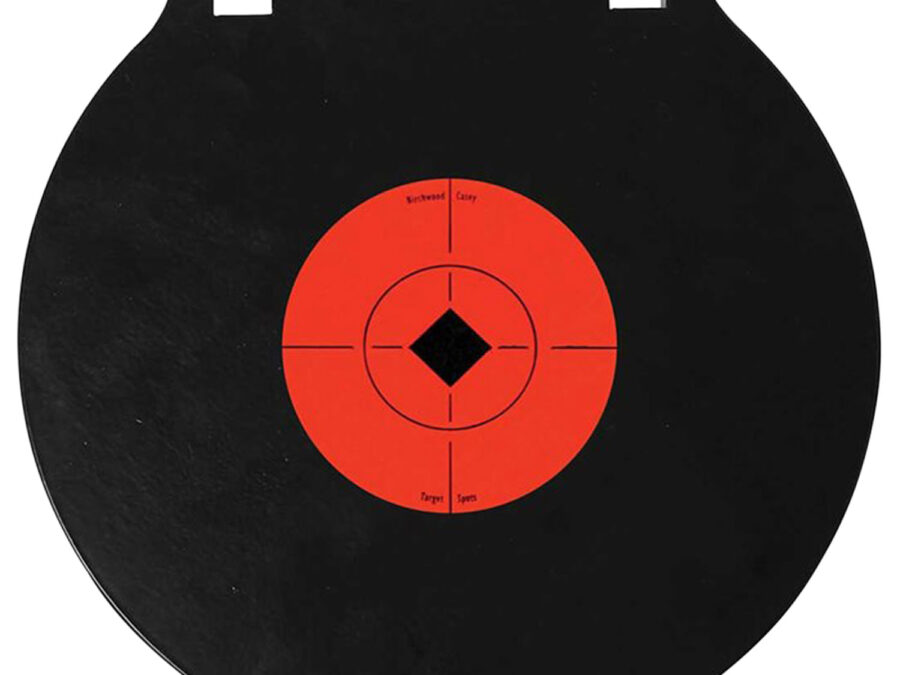 Birchwood Casey 47604 World of Targets Double Hole 8" Pistol/Rifle Black/Orange AR500 Steel Circle w/Crosshair & Diamond 0.38" Thick Hanging