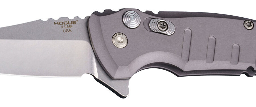 Hogue 24162 X1 MicroFlip 2.75" Folding Wharncliffe Plain Tumble Polish Tumble Polish CPM 154 SS Blade/Matte Gray Anodized Aluminum Handle Includes Pocket Clip