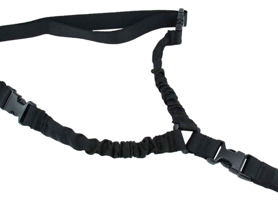 TacFire SL002B One Point Sling Black Nylon 30"-40" OAL Adjustable Double Bungee Rifle