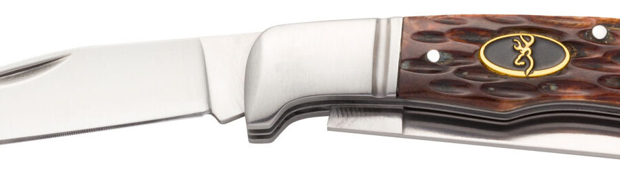 Browning 3220012 Joint Venture  2.88" Folding Drop Point/Spey Point Plain 8Cr13MoV SS Blade Brown Jigged Bone Handle
