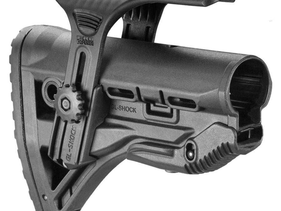 FAB Defense FXGLSHOCKCP GL-Shock CP Buttstock for AR-15/ M16/ M4 w/Adjustable Cheek-Rest & Anti-Rattle Mechanism Black Mil-Spec Reinforced Polymer