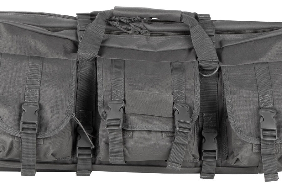 NcStar CVDC2946U36 VISM Double Carbine Case Urban Gray PVC Nylon w/ Foam Padding Lockable Zippers Pockets & MOLLE Webbing