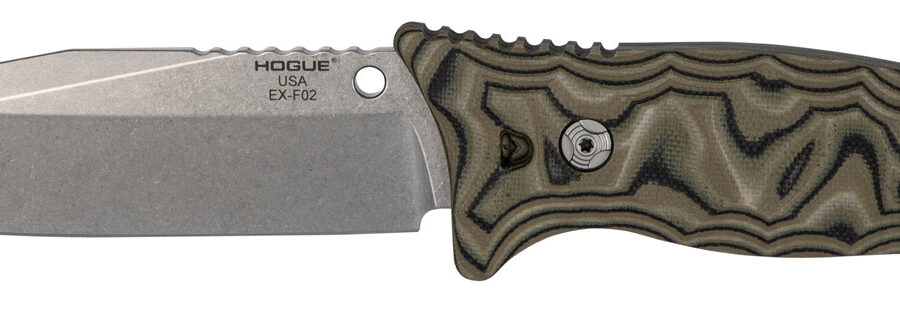 Hogue 35278 EX-F02  4.50" Fixed Clip Point Plain Tumble Polish 154CM SS Blade/ G-Mascus Green G10 Handle