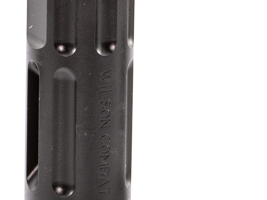 Wilson Combat TRQCOMP1/2X28 Q-Comp Muzzle Brake Black Melonite QPQ Steel with 1/2"-28 tpi Threads, 2.20" OAL & .875" Diameter for 5.56x45mm NATO AR-Platform