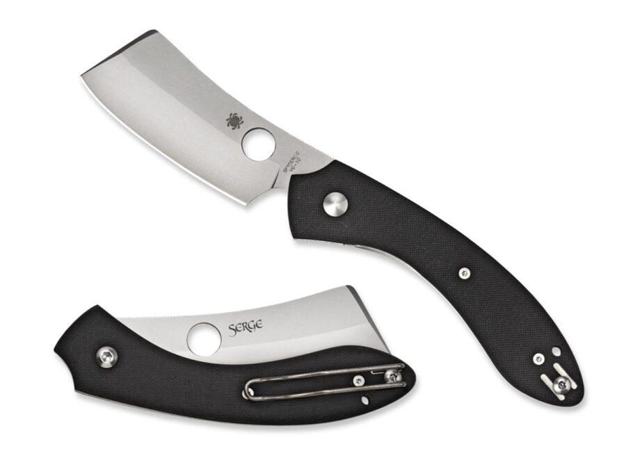 Spyderco C177GP ROC  3.07" Folding Cleaver Plain Matte Gray VG-10 SS Blade Black G10 Handle Includes Pocket Clip