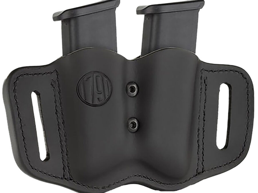 1791 Gunleather MAGF22SBLA MAG-F Double Mag Holster Stealth Black Leather Belt Slide Compatible w/ Double Stack Ambidextrous