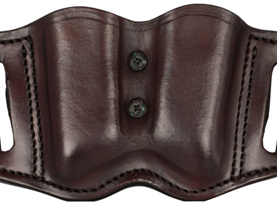 1791 Gunleather MAGF22SBRA MAG-F Double Mag Holster Signature Brown Leather Belt Slide Compatible w/ Double Stack Ambidextrous