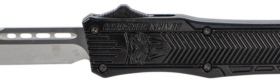CobraTec Knives SBCTK1SDNS CTK-1  Small 2.75" OTF Drop Point Plain D2 Steel Blade/Black Aluminum Handle Features Glass Breaker Includes Pocket Clip