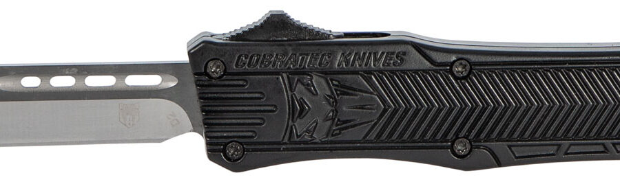 CobraTec Knives SBCTK1STNS CTK-1  Small 2.75" OTF Tanto Plain Black D2 Steel Blade/Black Aluminum Handle Features Glass Breaker Includes Pocket Clip