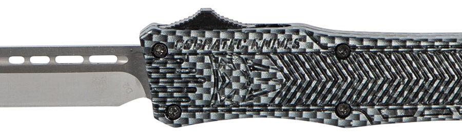 CobraTec Knives SCFCTK1STNS CTK-1  Small 2.75" OTF Tanto Plain D2 Steel Blade/Carbon Fiber Aluminum Handle Features Glass Breaker Includes Pocket Clip