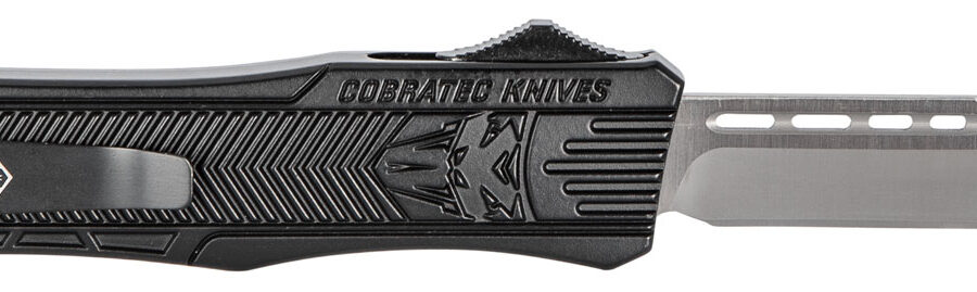 CobraTec Knives MBSTK1MTNS CTK-1  Medium 3" OTF Tanto Plain D2 Steel Blade/Black Aluminum Handle Features Glass Breaker Includes Pocket Clip