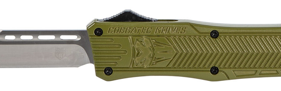 CobraTec Knives MODCTK1MTNS CTK-1  Medium 3" OTF Tanto Plain D2 Steel Blade/OD Green Aluminum Handle Features Glass Breaker Includes Pocket Clip
