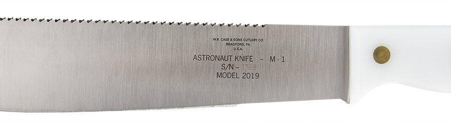Case 12019 Astronaut M-1 Commemorative 11.75" Fixed Machete Plain/Saw As-Ground High Carbon Steel Blade/Smooth White Synthetic Handle