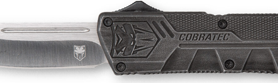 CobraTec Knives SWCTLWDNS Lightweight  3.25" OTF Drop Point Plain D2 Steel Blade/Stonewashed Aluminum Handle Includes Pocket Clip