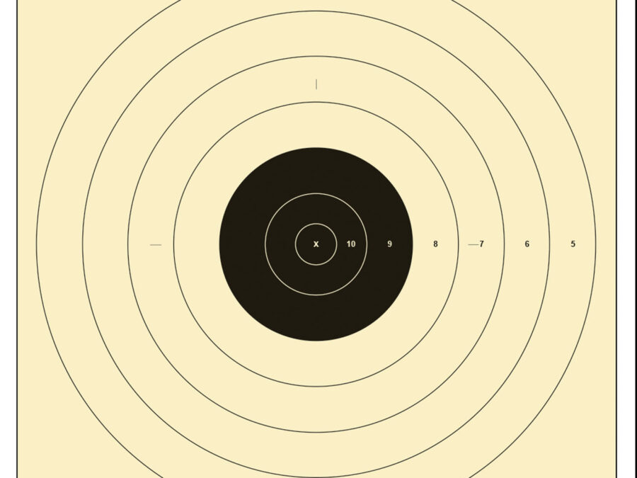Action Target SR1100 Sighting Military Bullseye Tagboard Hanging 100 yds 21" x 21" Black/White 100 Per Box