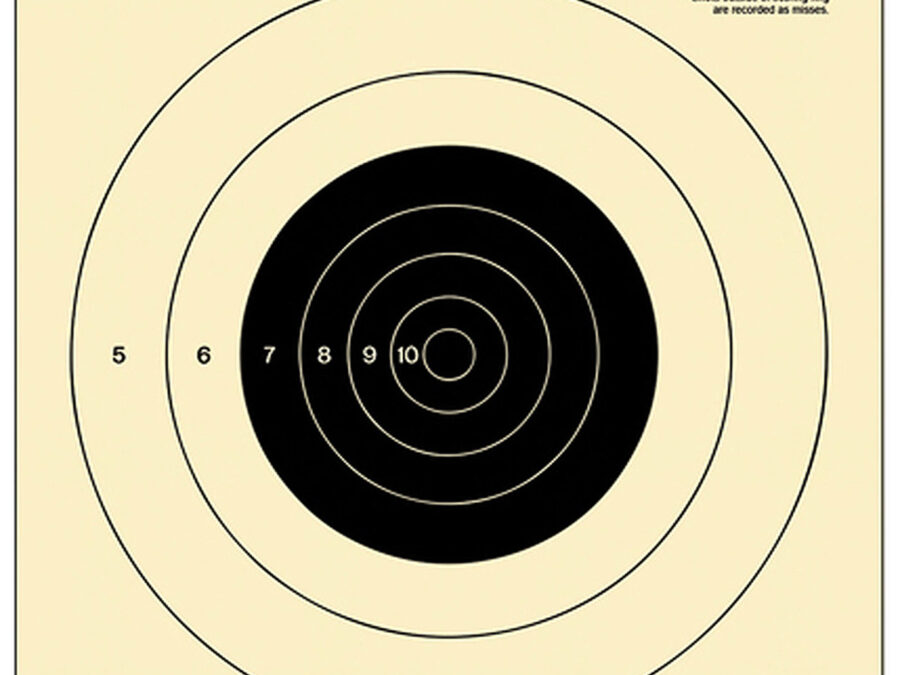 Action Target B16100 Competition NRA Slow Fire Bullseye Tagboard Hanging 25 yds Handgun 10.50" x 12" Black/White 100 Per Box