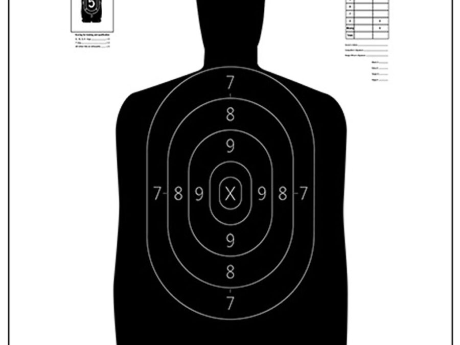 Action Target B34100 Qualification  Silhouette Paper Hanging 25 yds 17.50" x 23" Black/White 100 Per Box