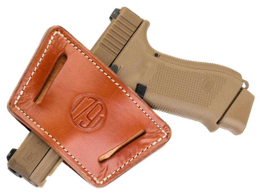 1791 Gunleather UIWXCBRA UIW Max  IWB/OWB Classic Brown Leather Belt Clip Fits Most Mid-Large Frame Autos with Rail, Laser & Light Ambidextrous