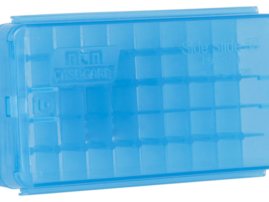 MTM Case-Gard P50SS9M24 Side-Slide Ammo Box  Multi-Caliber Handgun Clear Blue Plastic 50rd