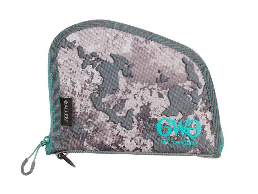 Girls With Guns 918 In The Shade Handgun Case 8" Gray/Teal/Shade Camo, Locking Zipper