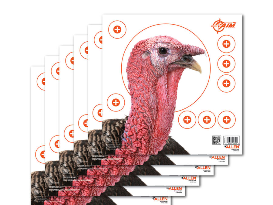 EZ-Aim 15322 Four Color  Turkey Hanging Paper Target, For Use With Shotguns, 12" x 12" Multi-Color 6 Pack