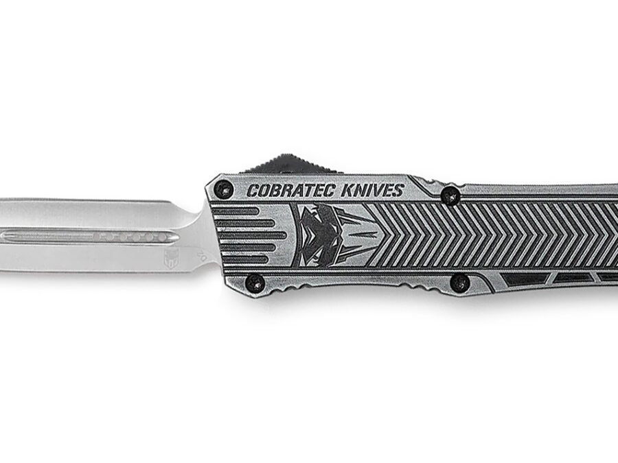 CobraTec Knives LSWCTK1LFAGNS CTK-1  Large 3.75" OTF Dagger Plain D2 Steel Blade/Stonewashed Aluminum Handle Features Glass Breaker Includes Pocket Clip