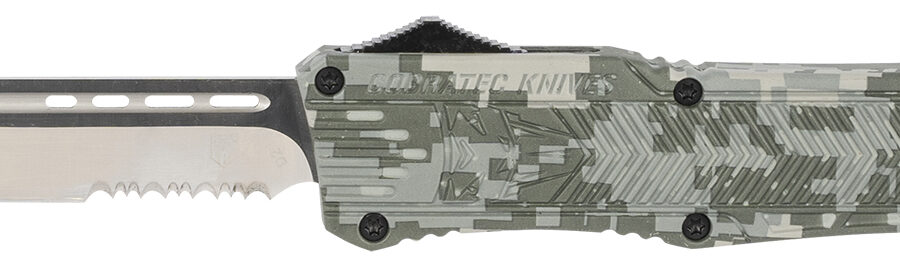 CobraTec Knives LADCCTK1LTS CTK-1  Large 3.75" OTF Tanto Part Serrated D2 Steel Blade/Army DigiCamo Aluminum Handle Features Glass Breaker Includes Pocket Clip