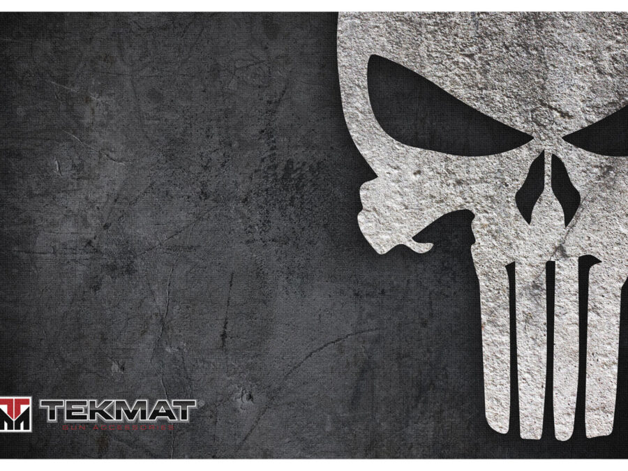 TekMat TEKR42PUNISHER Punisher Door Mat Black/Gray Rubber 42" Long Punisher Skull