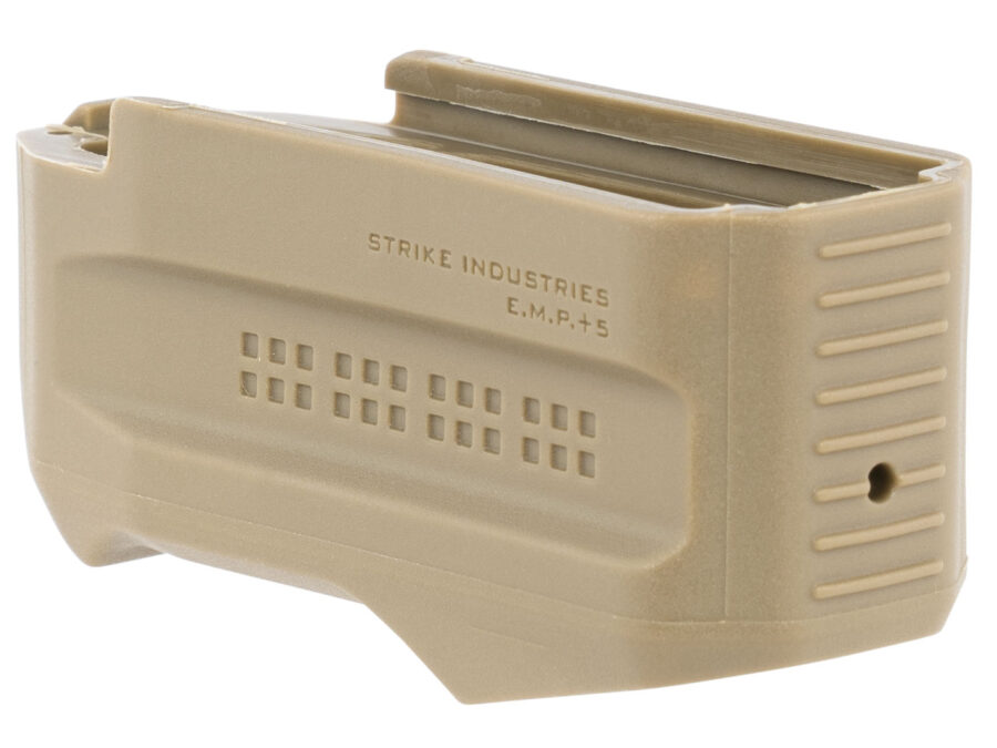 Strike Industries EMP+5FDE Enhanced Magazine Plate  made of Polymer with Flat Dark Earth Finish for Magpul PMAG Gen M3 (Adds 5rds)