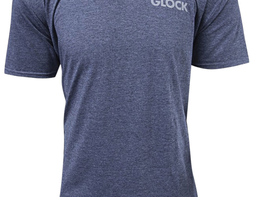 Glock AA75156 Pistol Flag  Heather Navy Cotton/Polyester Short Sleeve Medium Semi-Fitted